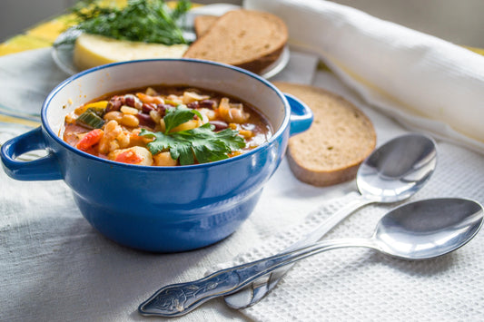 Anasazi Vegetable Soup with Shrimp