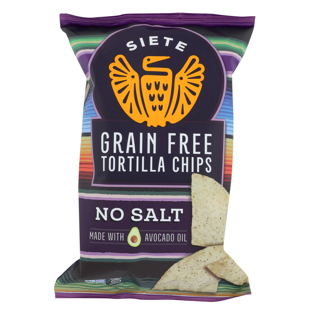 Siete Grain-Free Tortilla Chips, No Salt, 5oz (12-Pack)