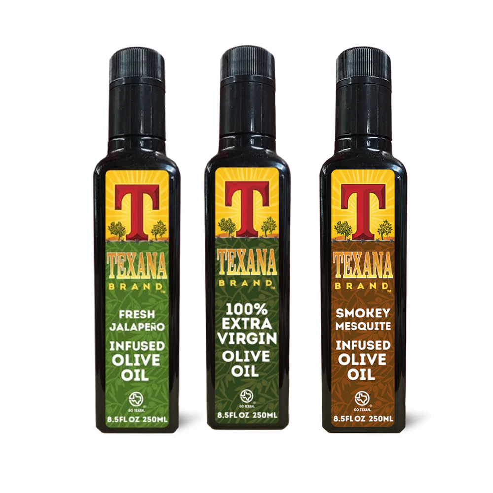 Texas Infused Olive Oil Gift Set by Texana Brand, 250ML (8.5 FL oz)