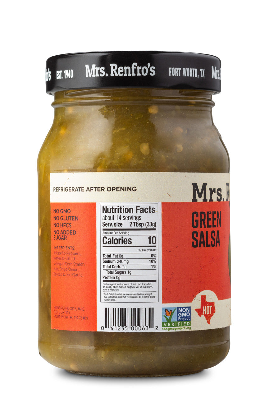 Mrs. Renfro's Green Hot Jalapeno Salsa, 16 oz (6 jars)