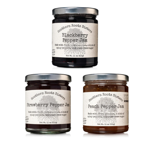 Hot Pepper Jam Sampler Set, Strawberry, Peach, Blackberry