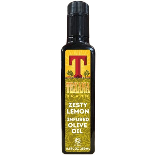 Texana Brand Lemon Infused Texas Olive Oil, 8.5 FL oz (250 ml)