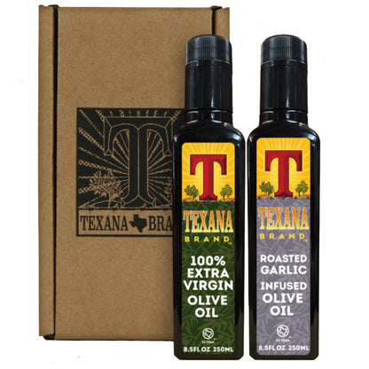texana brand extra virgin and roasted garlic gift set